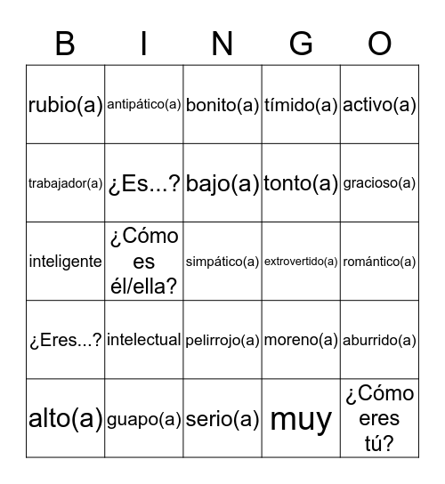 S1A - C2L1 Bingo Card