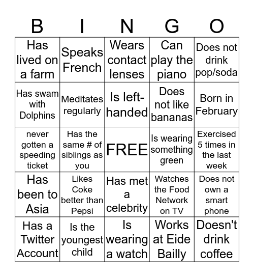 Eide Bailly Bingo Card