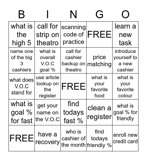 C.A.M Bingo 2018 Bingo Card