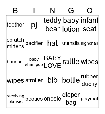 *BABY BINGO* Bingo Card