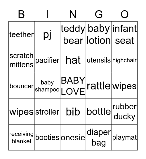 *BABY BINGO* Bingo Card