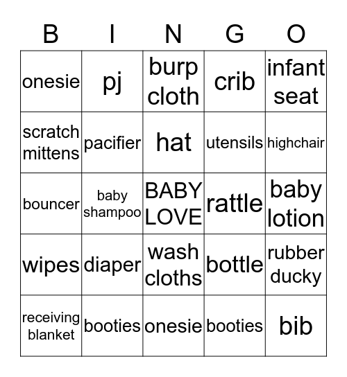 *BABY BINGO* Bingo Card
