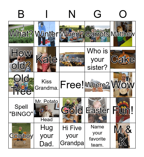 Crazy Family Bingo Card