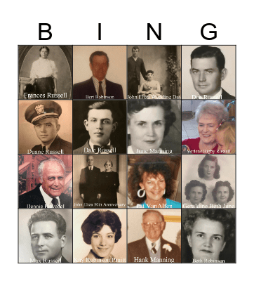 Family Bingo Card