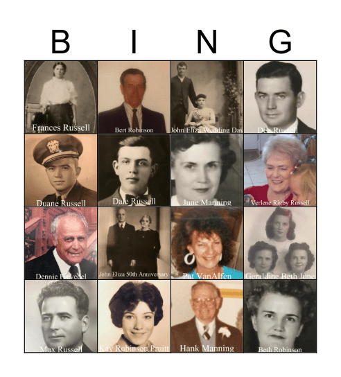 Family Bingo Card