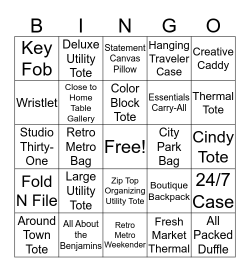 Bradens Bag Bingo Card