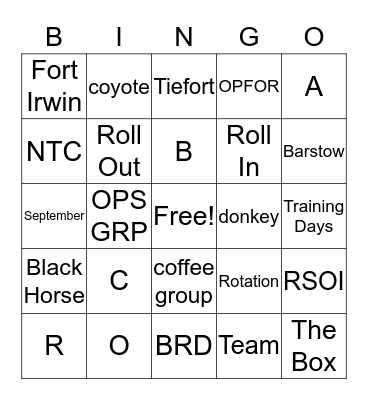 Cobra Coffee BINGO Card