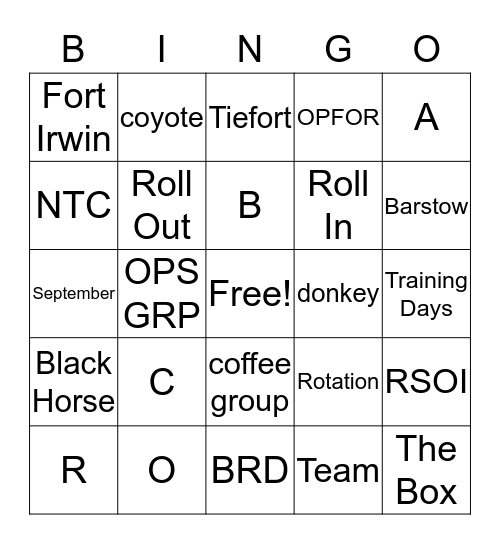 Cobra Coffee BINGO Card