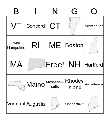 New England States Bingo Card