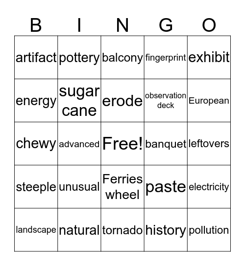 On the Go-key words-part 1~9 Bingo Card