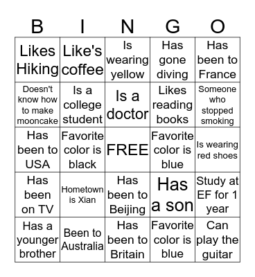 SNI Say Hello Bingo Card