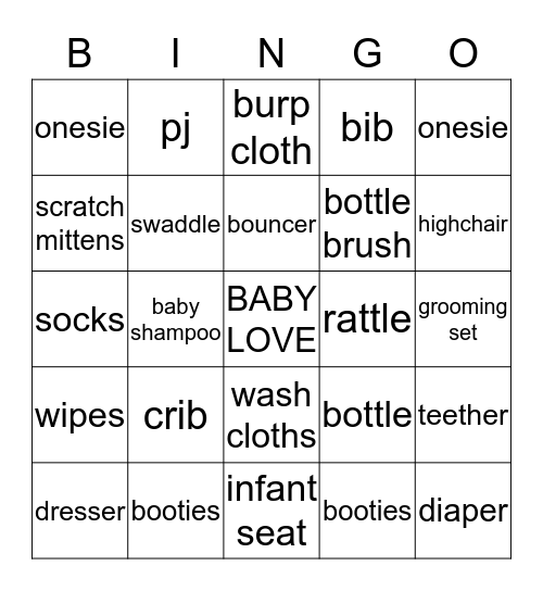 *BABY BINGO* Bingo Card