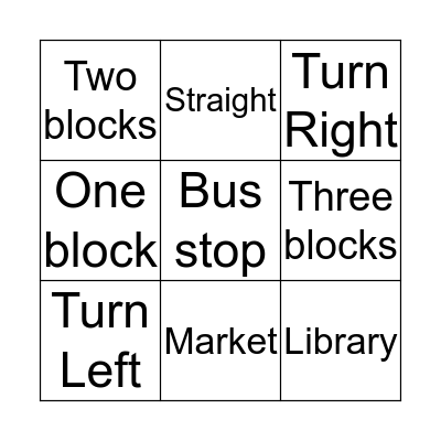 Directions Bingo Card