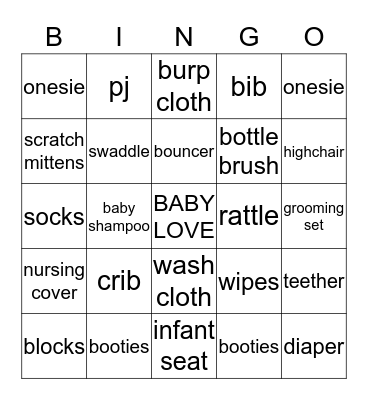 *BABY BINGO* Bingo Card