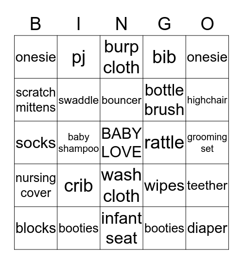 *BABY BINGO* Bingo Card