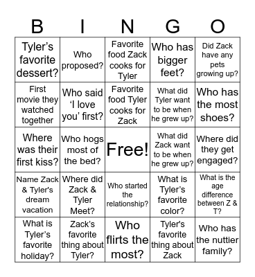 Stewart Wedding Bingo Card