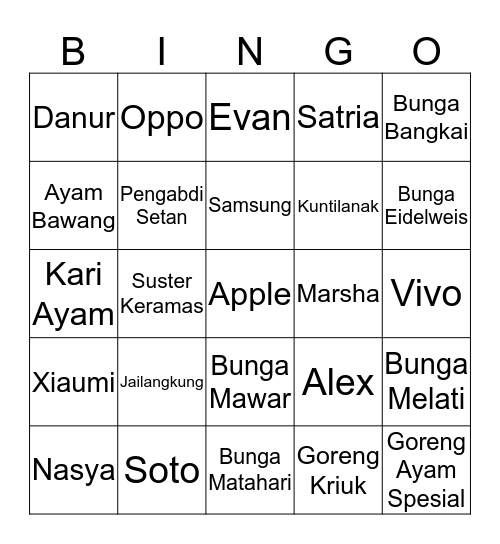 Marióò Kasep  Bingo Card