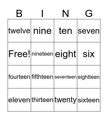 Number bingo Card