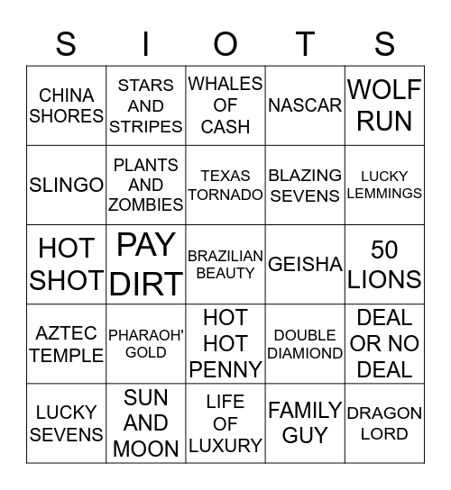 CASINO BINGO Card