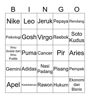 Renata. Bingo Card