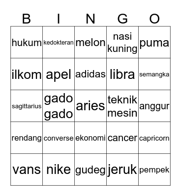 sisil. Bingo Card