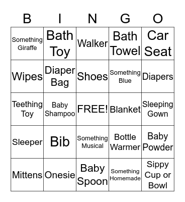 Jaclyn & Steven Baby Shower Bingo Card