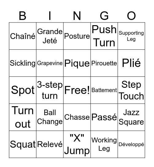 Jazz Bingo Card