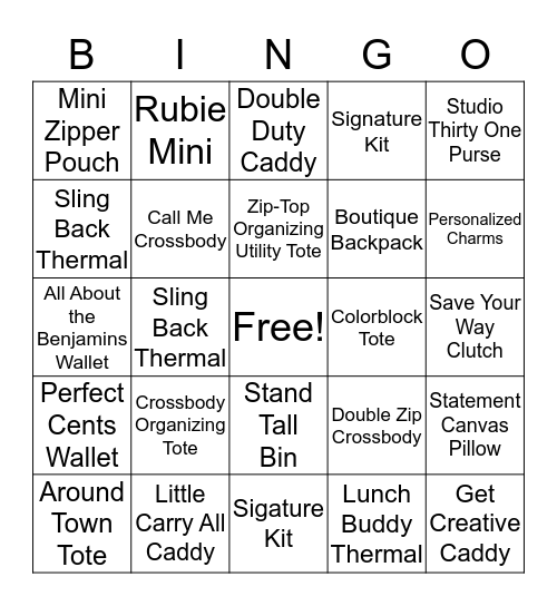 Thirty One Fall Fun Bingo Card