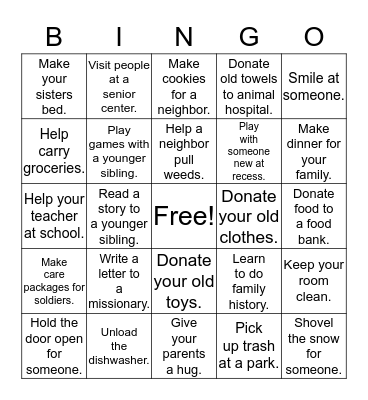Service BINGO Card