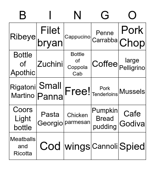 Bingo 9/20/18 Bingo Card
