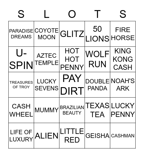 CASINO BINGO Card