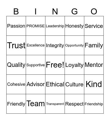 MNMW   P.R.O.M.I.S.E. Bingo Card