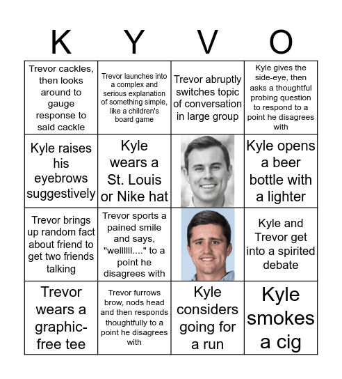 Kyle & Trevor Birthday Bingo Card