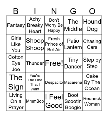 Music Bingo Card