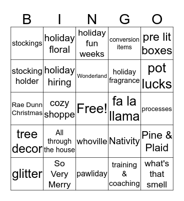 2018 Holiday MUM Meeting Bingo Card