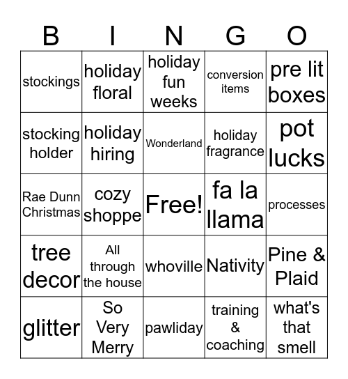 2018 Holiday MUM Meeting Bingo Card