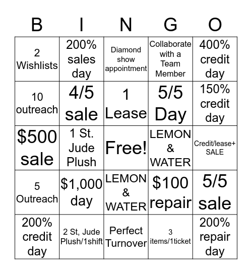 Path to Brilliance Bingo Card