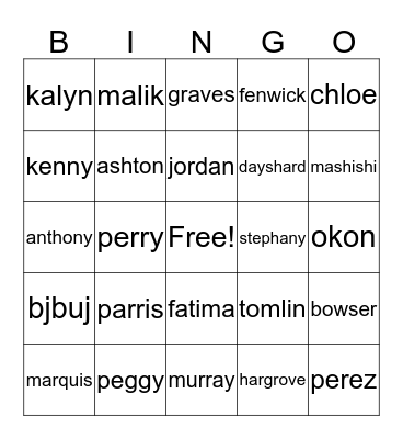 September 2018 Bingo Card