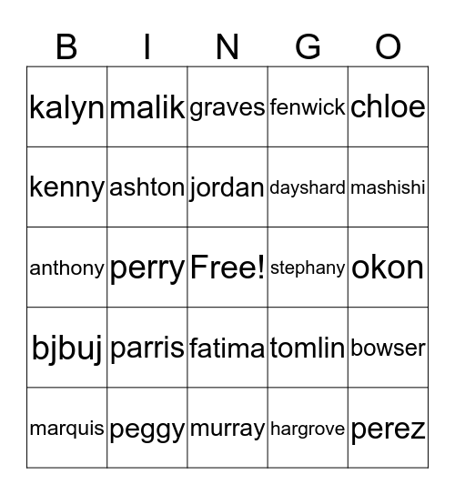 September 2018 Bingo Card