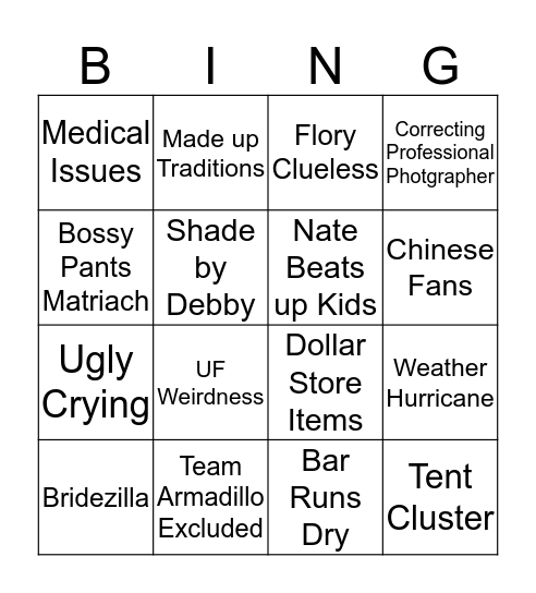 Good Times Bingo Card