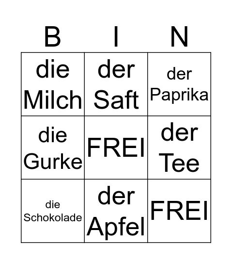 Mein Frühstück Bingo Card