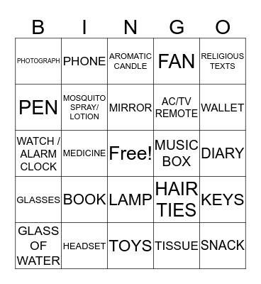 THE BEDSIDE BINGO Card