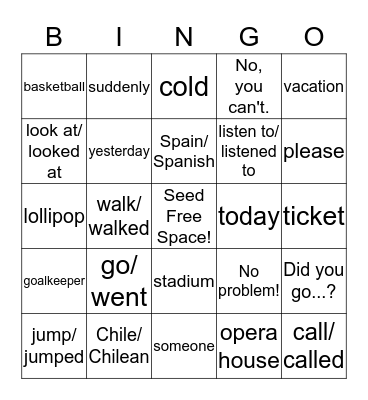 Super Minds 3b, Units 7-8, Vocabulary Bingo Card