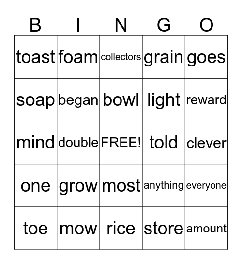 list 9 one grain of rice Bingo Card