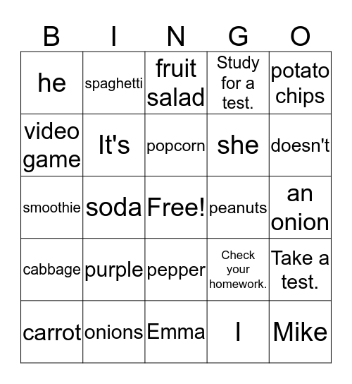 Welcome and Chapter One  Bingo Card