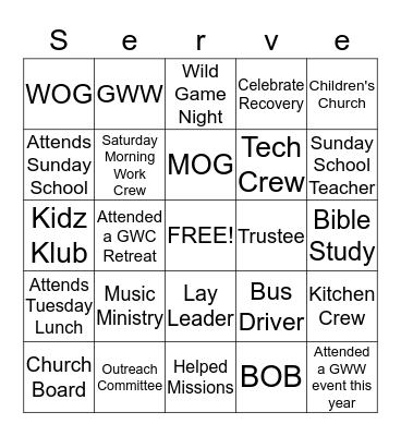 The people at GWC like to ... Bingo Card