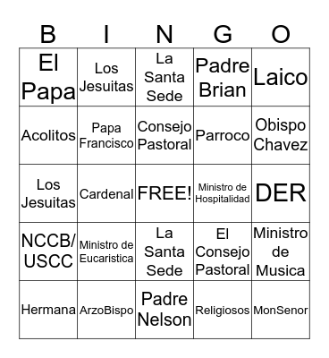 Quien es quien Bingo Card