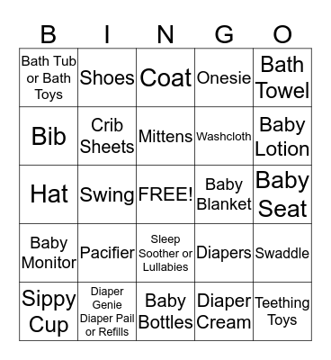 Baby Karsen Baby Shower Bingo Card