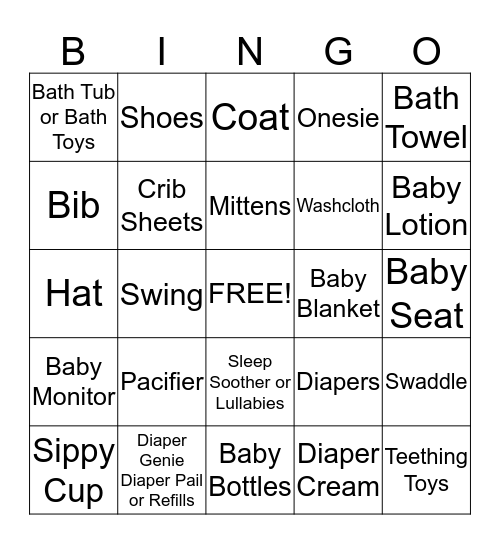 Baby Karsen Baby Shower Bingo Card