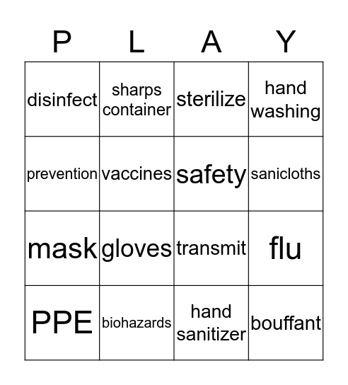 Infection Prevention Bingo Card